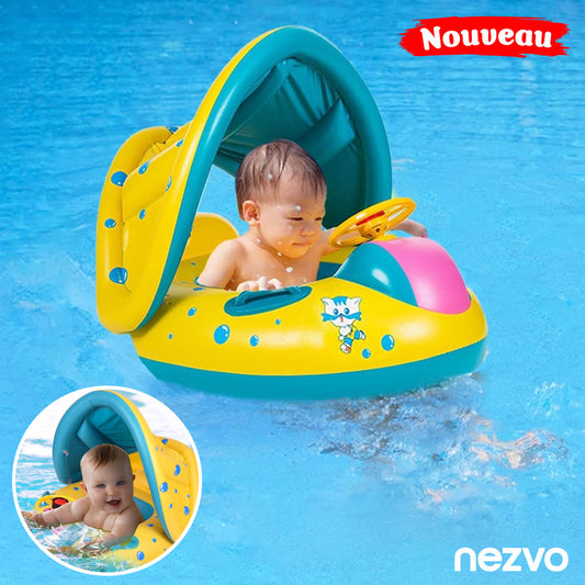 Bouée Gonflable Bébé avec Auvent,Idéal pour la piscine et la plage